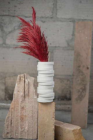 White Engineered Wood Yugen Vase by La Dimora Selections