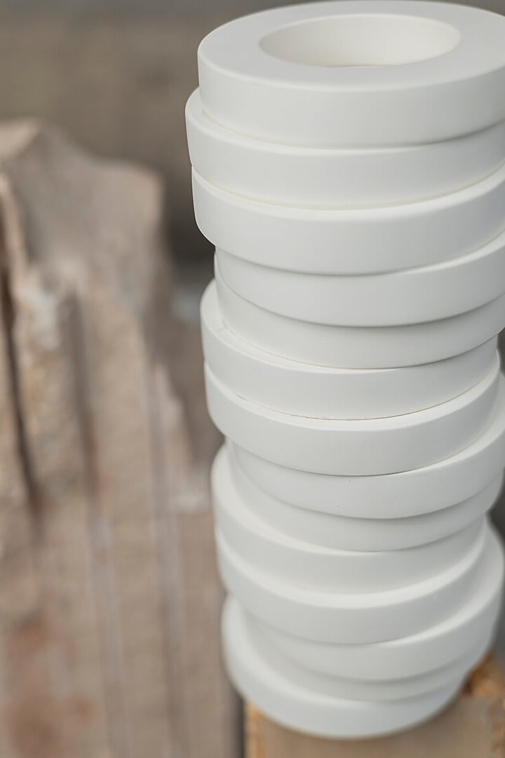 White Engineered Wood Yugen Vase by La Dimora Selections at Pernia's Pop Up Shop
