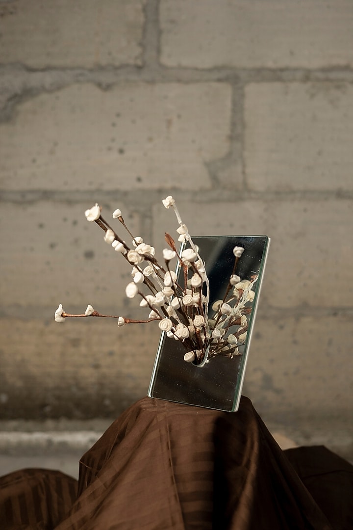 White Engineered Wood & Glass Handcrafted Vase by La Dimora Selections at Pernia's Pop Up Shop