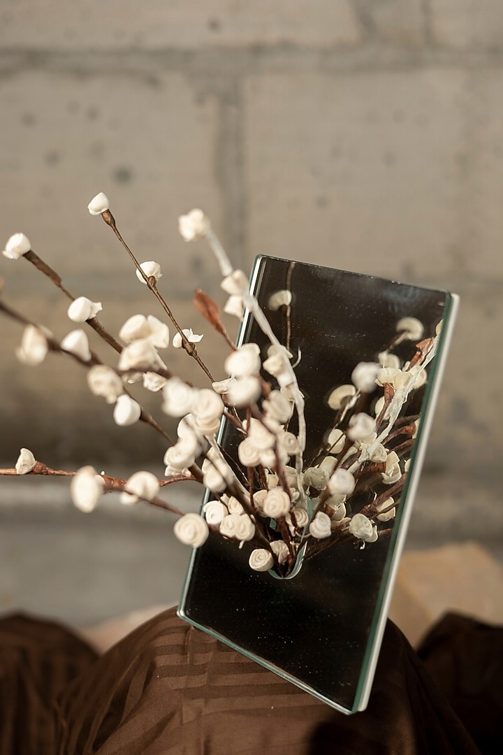 White Engineered Wood & Glass Handcrafted Vase by La Dimora Selections at Pernia's Pop Up Shop