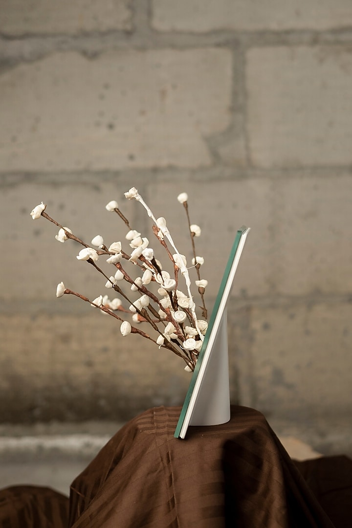 White Engineered Wood & Glass Handcrafted Vase by La Dimora Selections at Pernia's Pop Up Shop