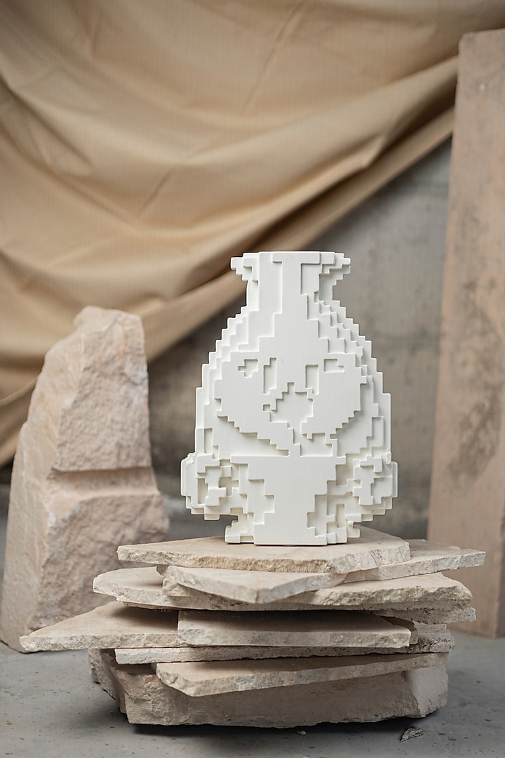 White Engineered Wood Mirage Vase by La Dimora Selections