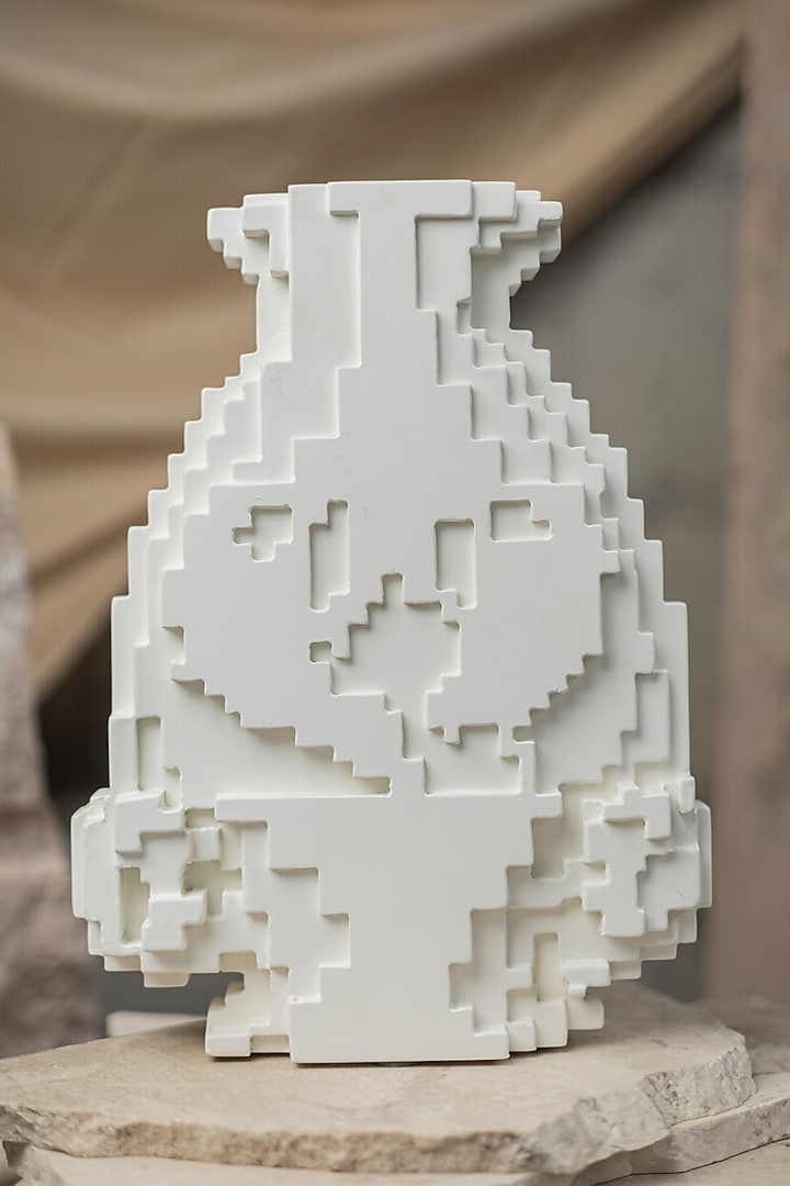 White Engineered Wood Mirage Vase by La Dimora Selections at Pernia's Pop Up Shop