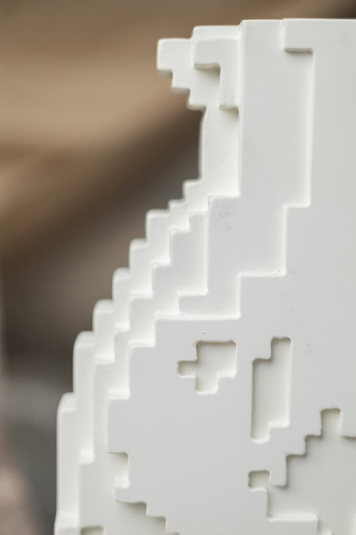 White Engineered Wood Mirage Vase by La Dimora Selections at Pernia's Pop Up Shop