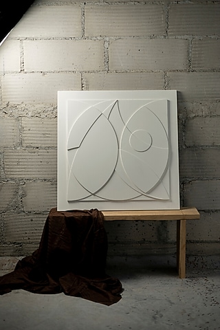 White Engineered Wood Luna Wall Art by La Dimora Selections