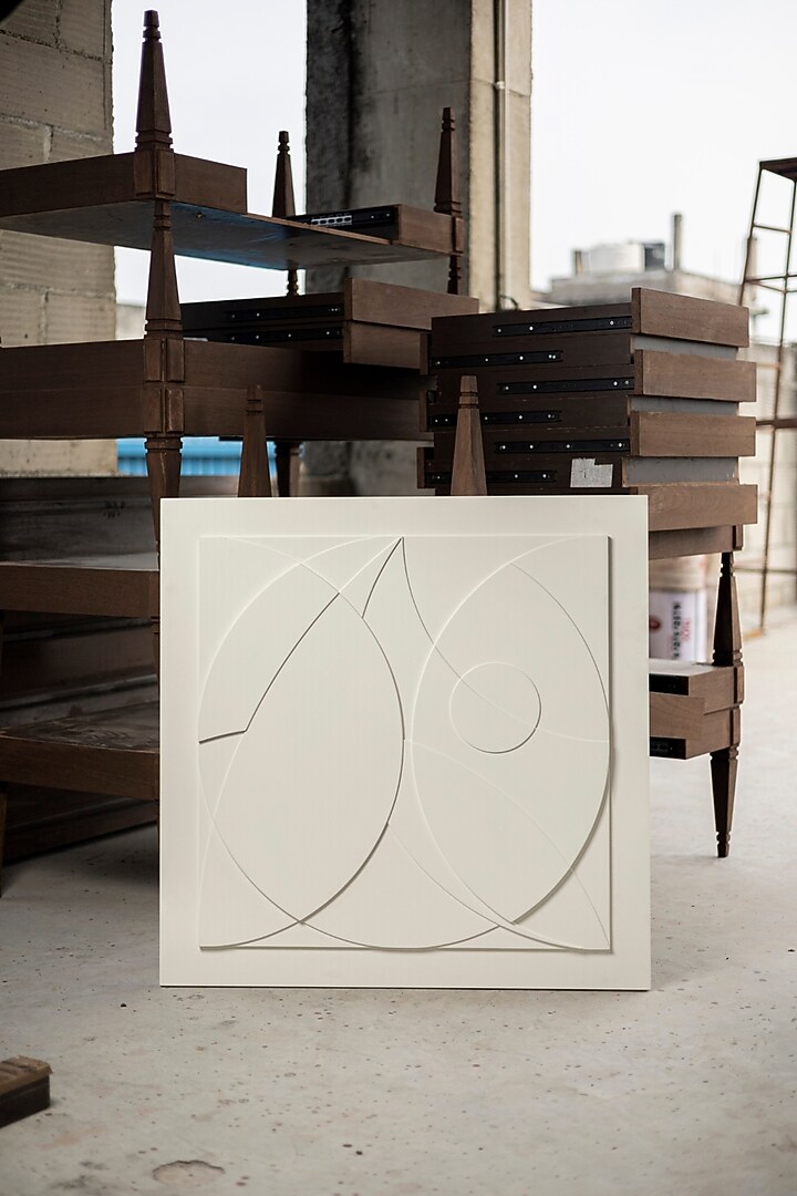 White Engineered Wood Luna Wall Art by La Dimora Selections at Pernia's Pop Up Shop