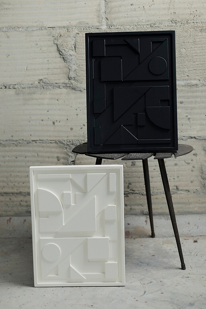 White & Black Engineered Wood Wall Art (Set of 2) by La Dimora Selections at Pernia's Pop Up Shop