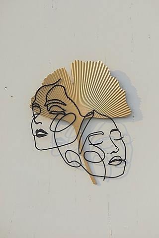 Gold & Black Engineered Wood Lady Faces Wall Art by La Dimora Selections