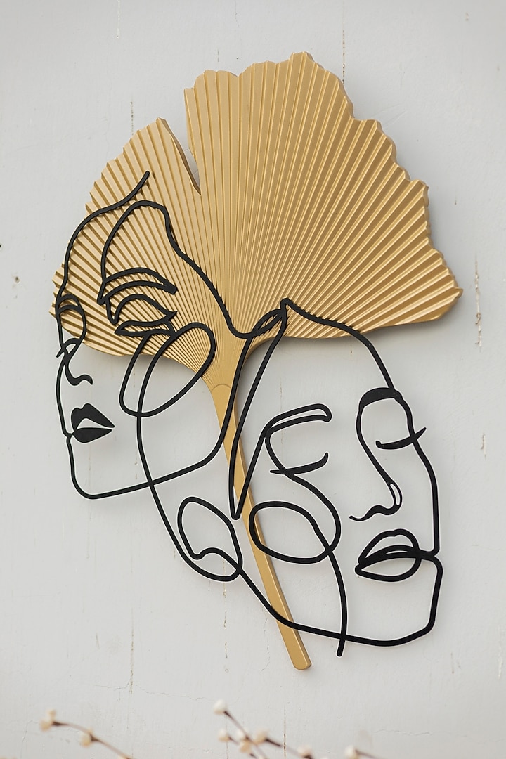 Gold & Black Engineered Wood Lady Faces Wall Art by La Dimora Selections at Pernia's Pop Up Shop