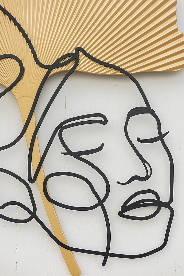 Gold & Black Engineered Wood Lady Faces Wall Art by La Dimora Selections at Pernia's Pop Up Shop
