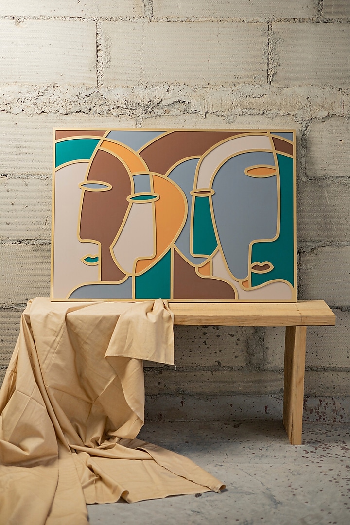 Multi-Colored Engineered Wood Faces Wall Art by La Dimora Selections at Pernia's Pop Up Shop