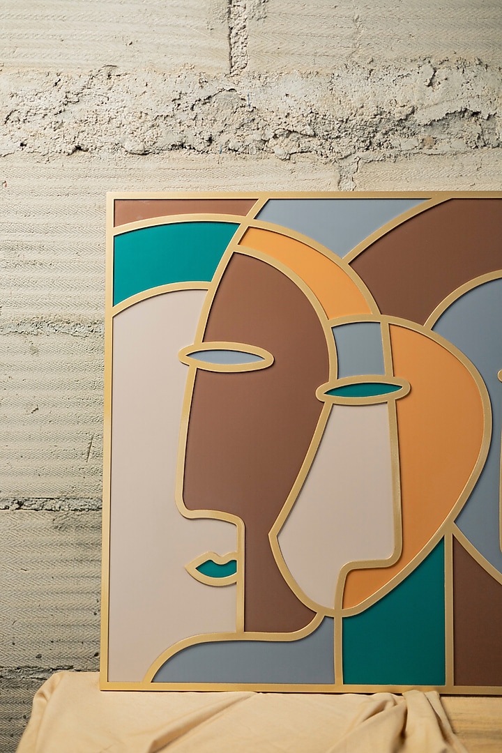 Multi-Colored Engineered Wood Faces Wall Art by La Dimora Selections at Pernia's Pop Up Shop