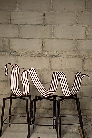 Maroon & White Engineered Wood Ribbon Wall Art by La Dimora Selections