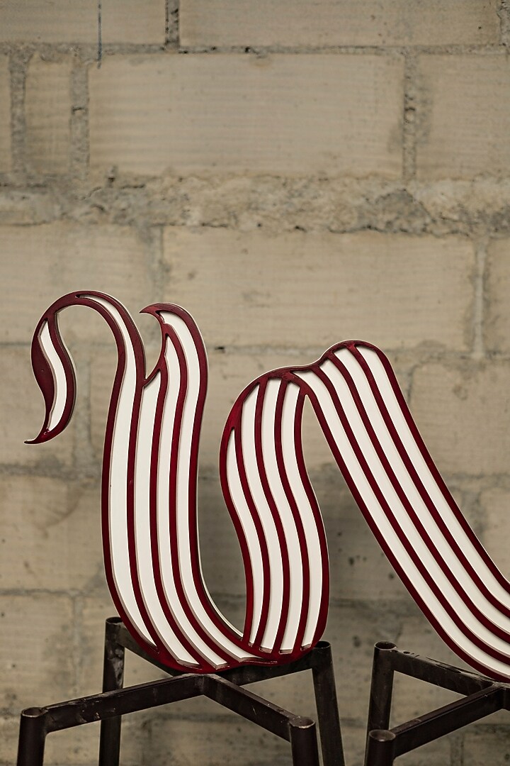 Maroon & White Engineered Wood Ribbon Wall Art by La Dimora Selections at Pernia's Pop Up Shop