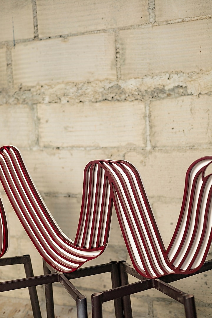 Maroon & White Engineered Wood Ribbon Wall Art by La Dimora Selections at Pernia's Pop Up Shop