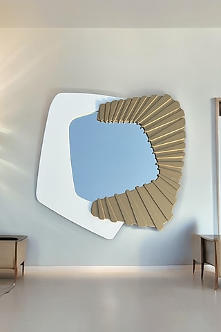White Mirrored-Glass and HDWR-HDF & Abstract Printed Mirror by La Dimora Selections