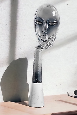 White & Blue Crystal Spellbound Sculpture by La Dimora Selections