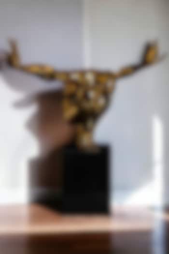 Gold Iron & Marble Jump Man Sculpture by La Dimora Selections at Pernia's Pop Up Shop