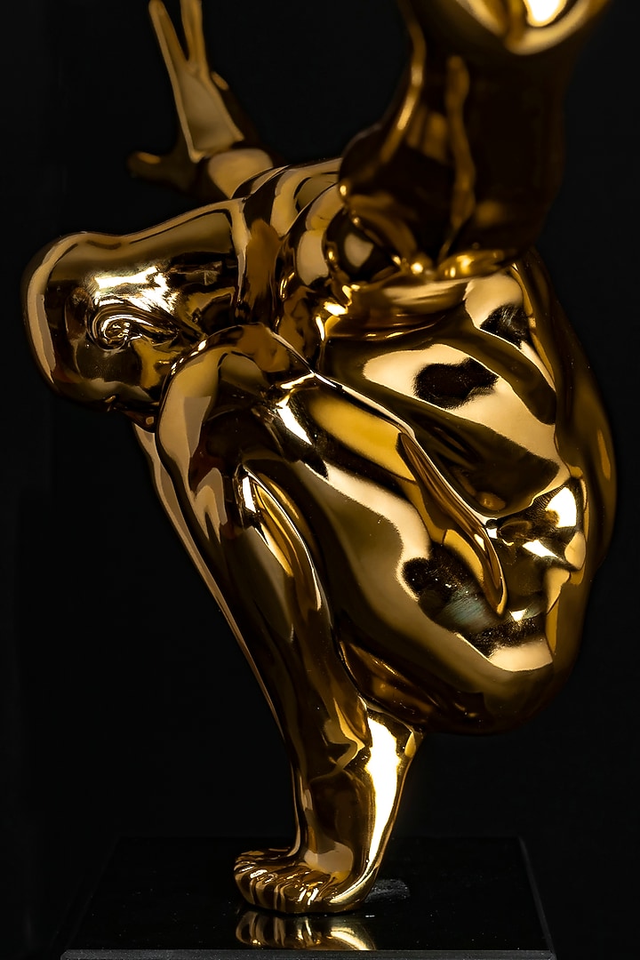 Gold Iron & Marble Jump Man Sculpture by La Dimora Selections at Pernia's Pop Up Shop