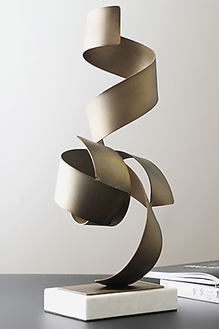 Bronze Metal & Marble Helix Sculpture by La Dimora Selections