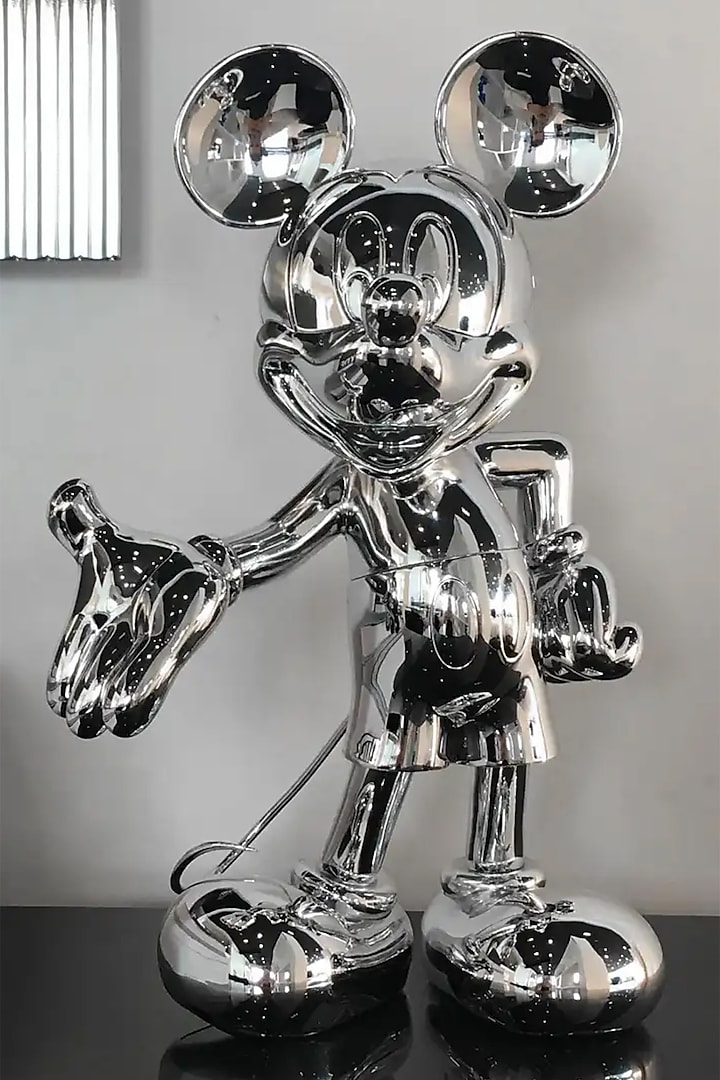 Silver Resin Handcrafted Mickey Mouse Figurine by La Dimora Selections