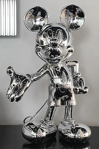 Silver Resin Handcrafted Mickey Mouse Figurine by La Dimora Selections