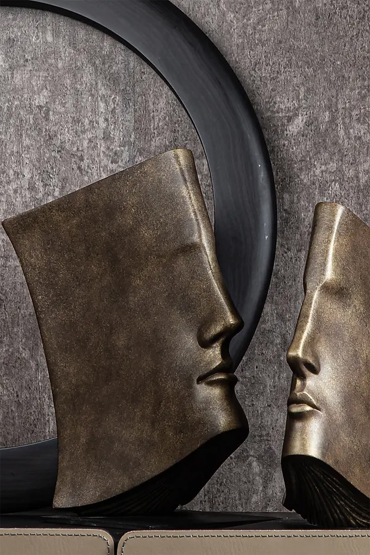 Bronze Iron & Resin Handcrafted Human Face Book Sculpture by La Dimora Selections at Pernia's Pop Up Shop