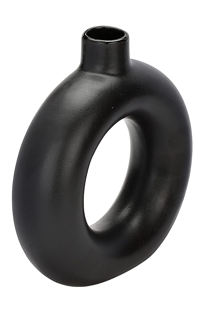 Black Ceramic Donut Vase by La Dimora Selections at Pernia's Pop Up Shop