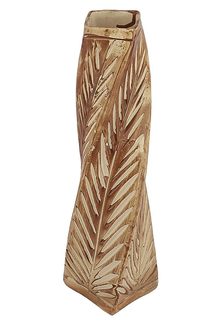 Brown Ceramic Swirl Vase by La Dimora Selections at Pernia's Pop Up Shop
