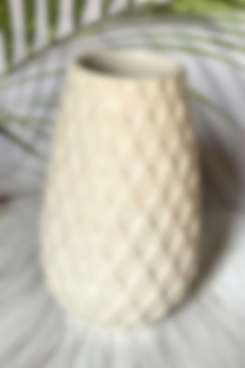 White Ceramic Handcrafted Pineapple Vase by La Dimora Selections at Pernia's Pop Up Shop