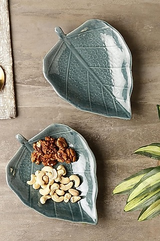 Blue Ceramic Handcrafted Platter Set by La Dimora Selections