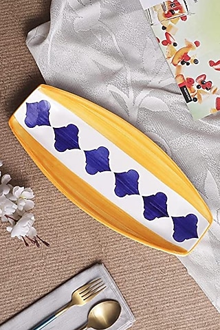 Yellow Ceramic Handcrafted Moroccan Platter by La Dimora Selections