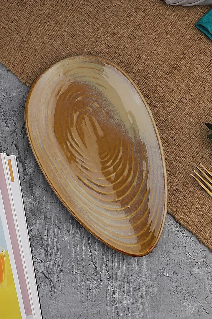 Golden Ceramic Handcrafted Platter by La Dimora Selections at Pernia's Pop Up Shop