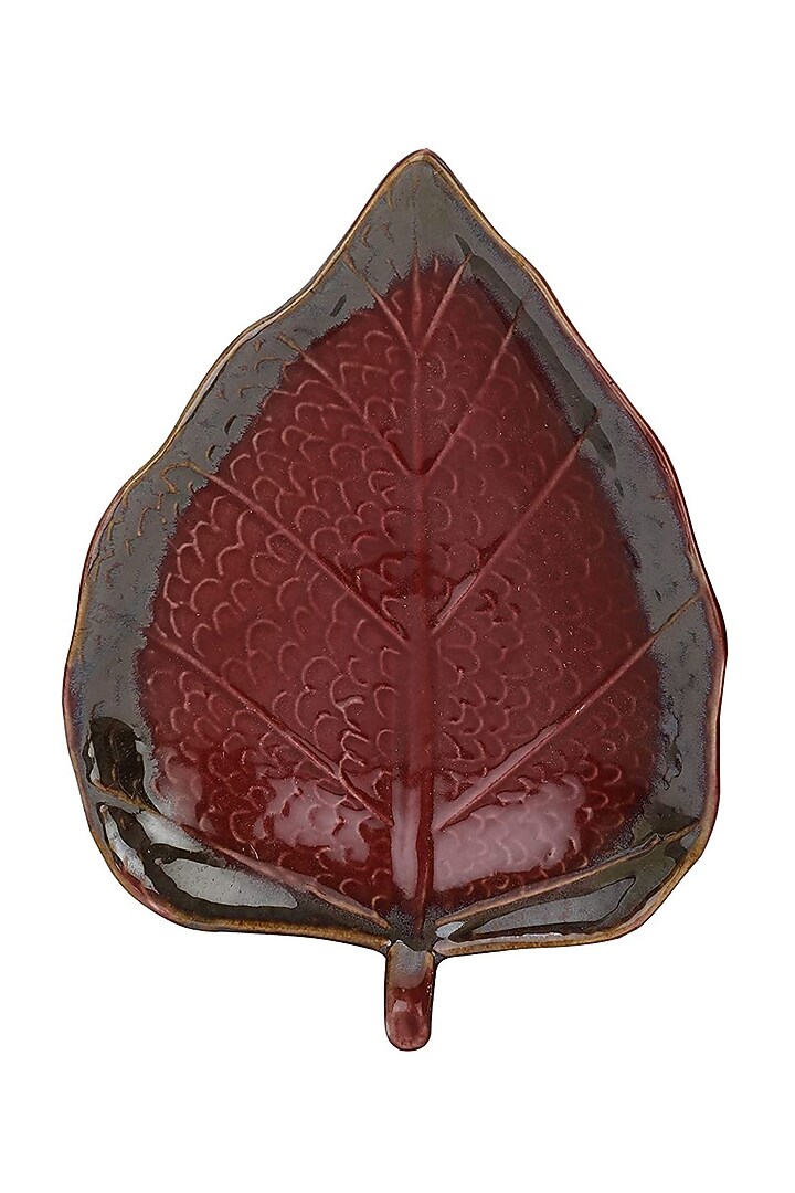 Red Ceramic Handcrafted Leaf Platter Set by La Dimora Selections at Pernia's Pop Up Shop
