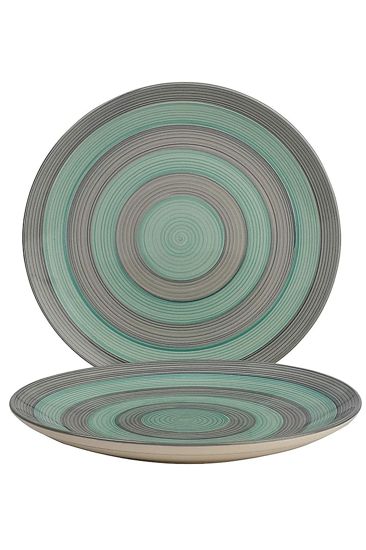 Green and white Ceramic Handcrafted Dinner Plate Set by La Dimora Selections at Pernia's Pop Up Shop
