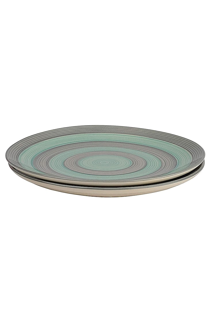 Green and white Ceramic Handcrafted Dinner Plate Set by La Dimora Selections at Pernia's Pop Up Shop