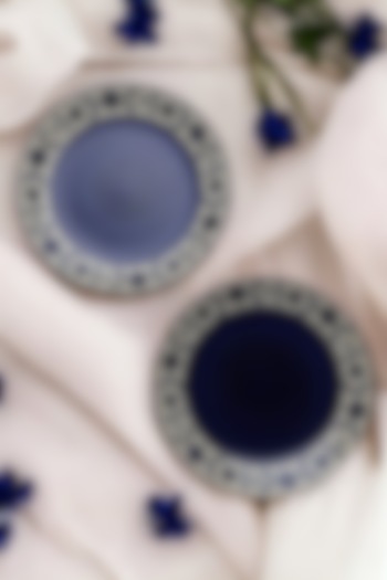 Blue Ceramic Handcrafted Floral Dinner Plate Set by La Dimora Selections at Pernia's Pop Up Shop