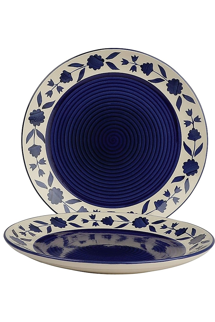 Blue Ceramic Handcrafted Floral Dinner Plate Set by La Dimora Selections at Pernia's Pop Up Shop