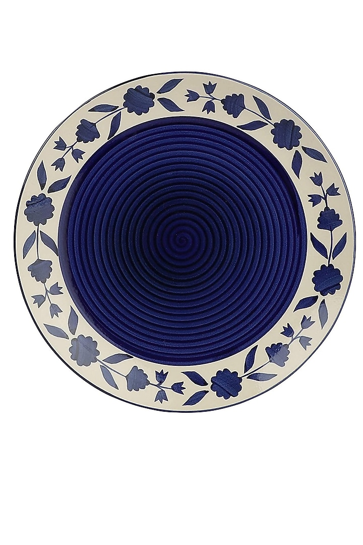Blue Ceramic Handcrafted Floral Dinner Plate Set by La Dimora Selections at Pernia's Pop Up Shop