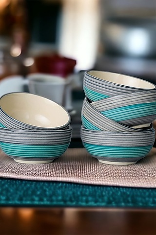 Green Ceramic Handcrafted Serving Bowl Set by La Dimora Selections