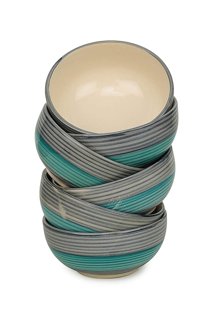 Green Ceramic Handcrafted Serving Bowl Set by La Dimora Selections at Pernia's Pop Up Shop