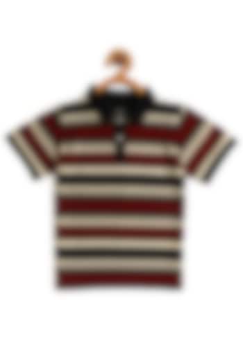 Maroon & Navy Blue Cotton Polo T-Shirt by LADORE