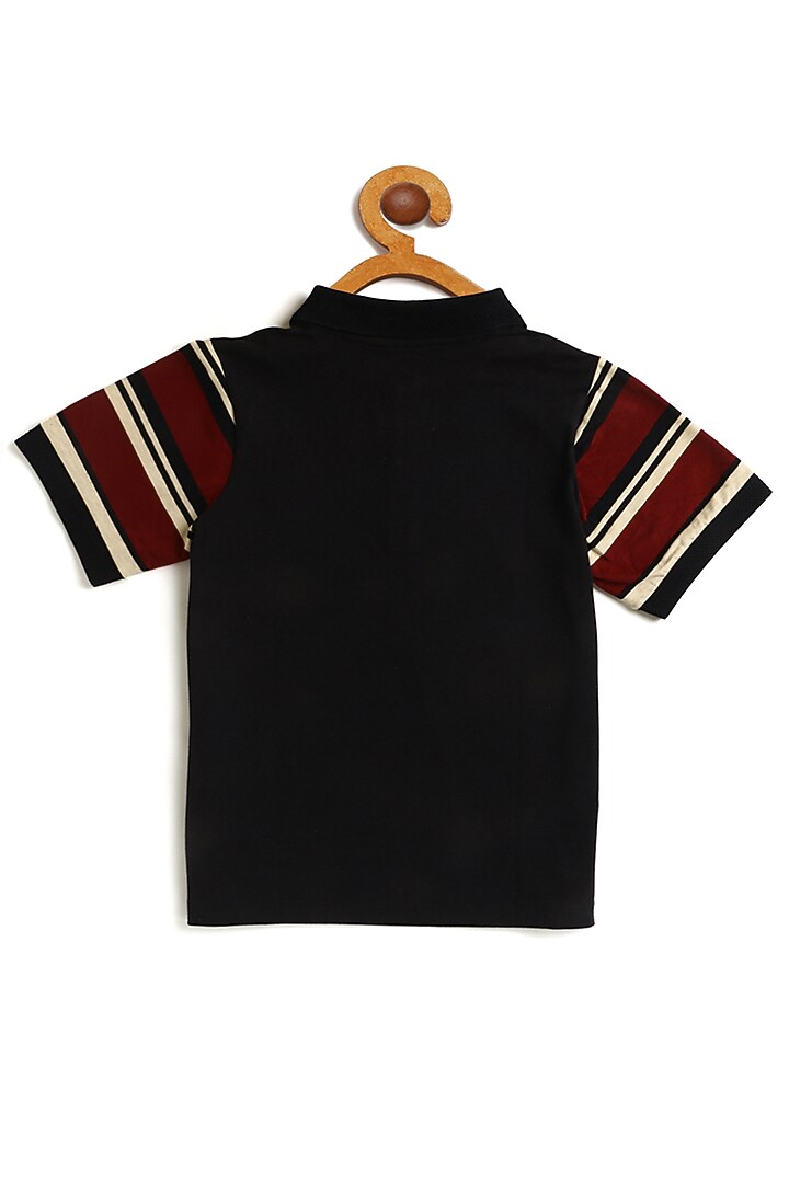 Maroon & Navy Blue Cotton Polo T-Shirt by LADORE at Pernia's Pop Up Shop