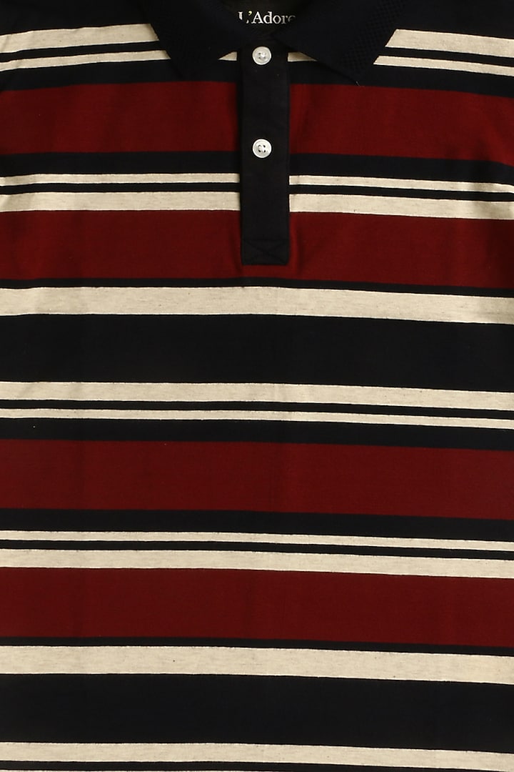 Maroon & Navy Blue Cotton Polo T-Shirt by LADORE at Pernia's Pop Up Shop