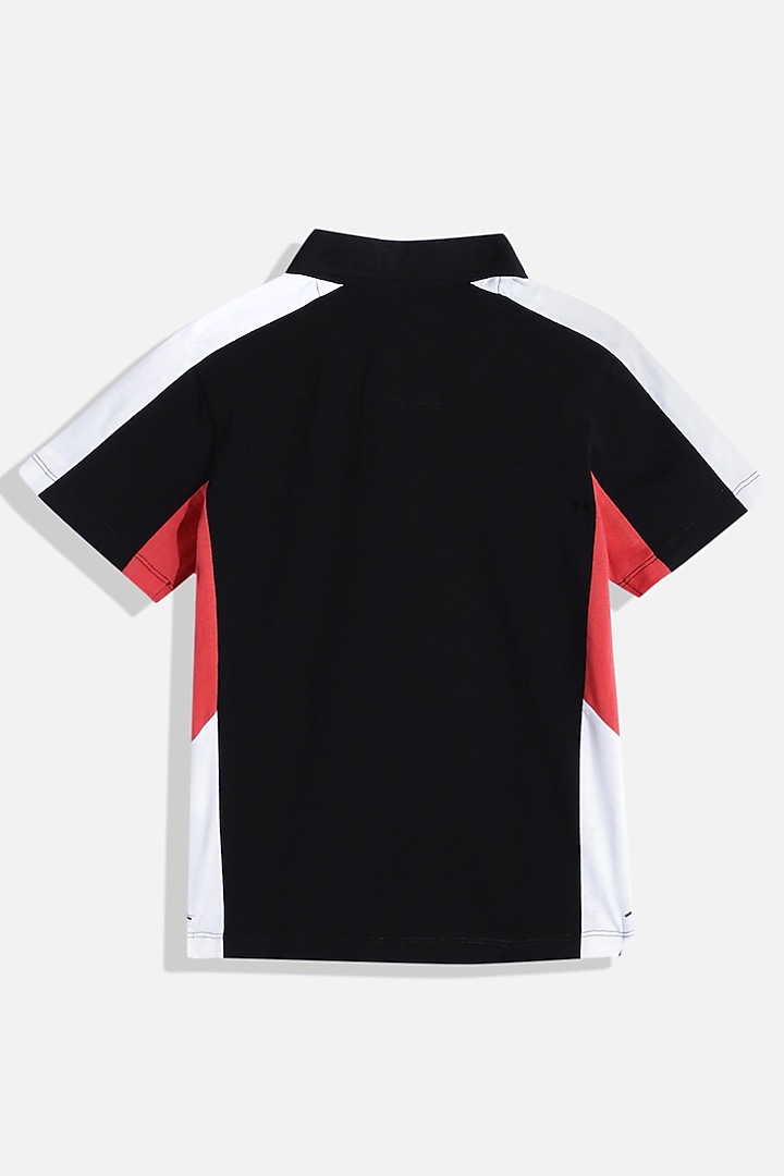 Black Cotton Polo T-Shirt For Boys by LADORE at Pernia's Pop Up Shop