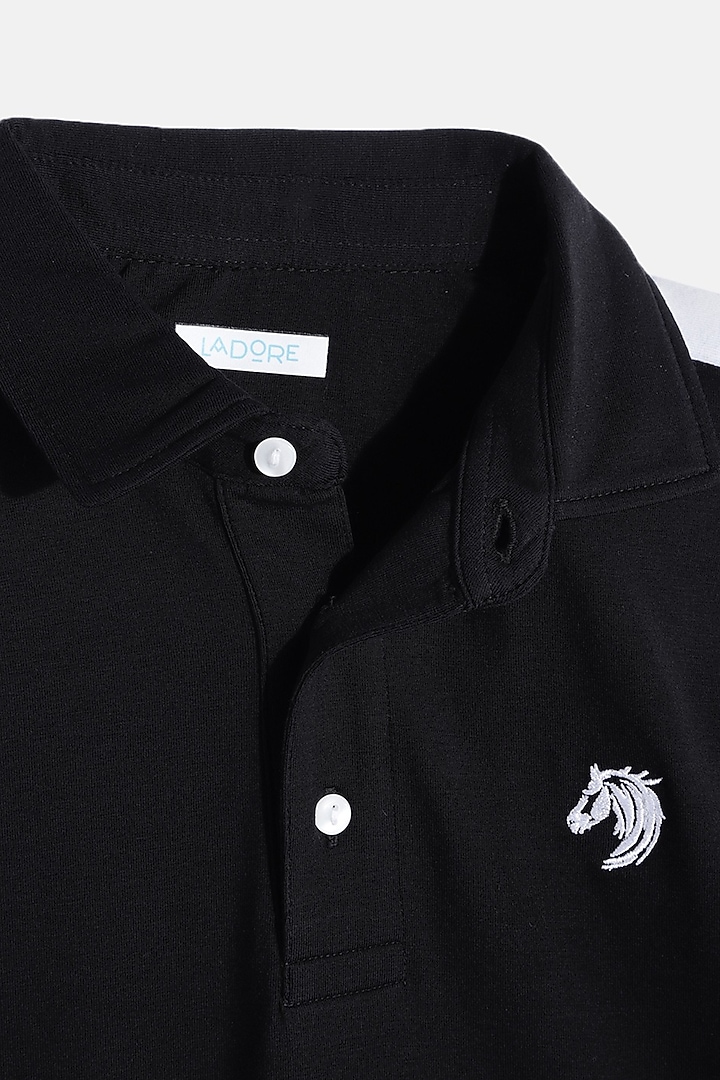 Black Cotton Polo T-Shirt For Boys by LADORE at Pernia's Pop Up Shop