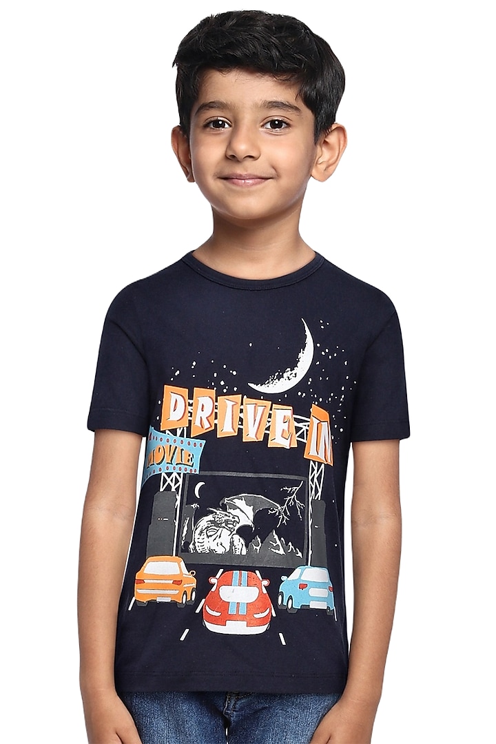 Blue Cotton T-Shirt For Boys by LADORE at Pernia's Pop Up Shop