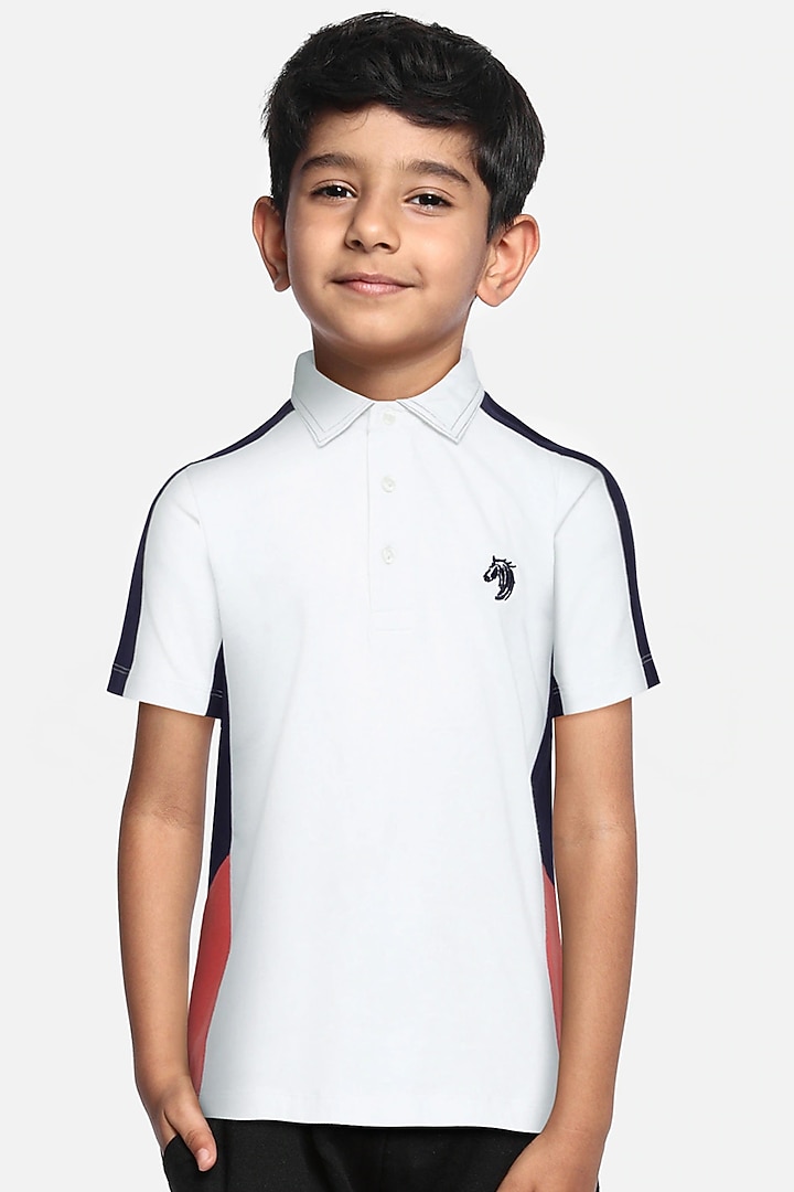 White Cotton Polo T-Shirt For Boys by LADORE at Pernia's Pop Up Shop