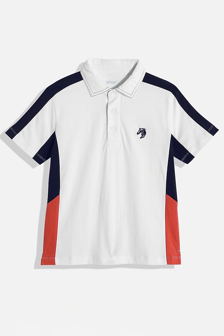 White Cotton Polo T-Shirt For Boys by LADORE at Pernia's Pop Up Shop
