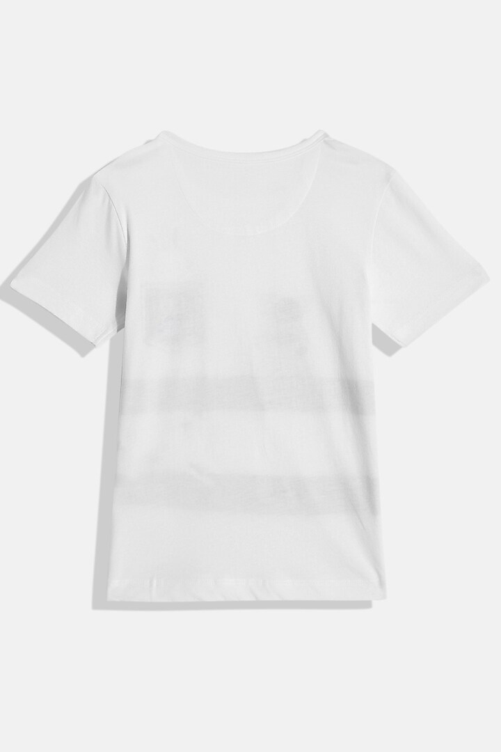 White Printed T-Shirt In Cotton & Spandex by LADORE at Pernia's Pop Up Shop